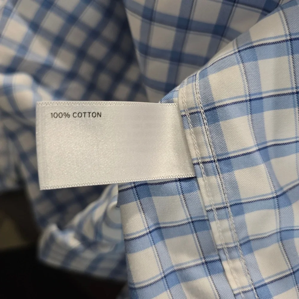 Duluth Trading Co Mens Relaxed Fit Plaid Button Down Shirt Blue‎ White Large L